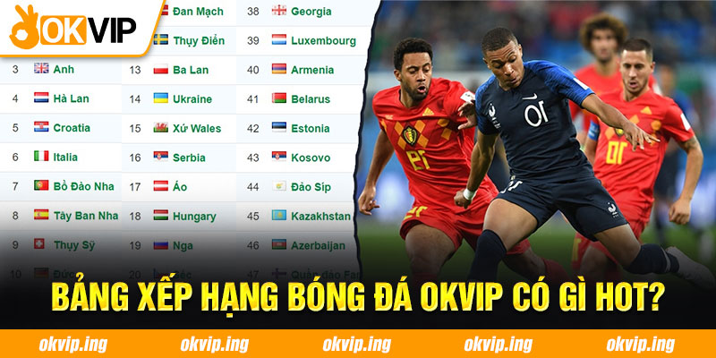 Bảng xếp hạng bóng đá OKVIP có gì hot?